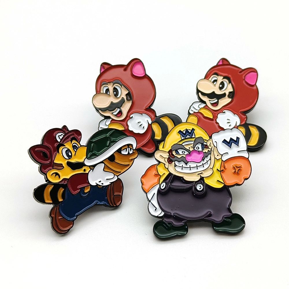 Custom Anime American Cartoon Character Spiders Stocked Logo Low MOQ Supplier Enamel Pin Super Mario Pin