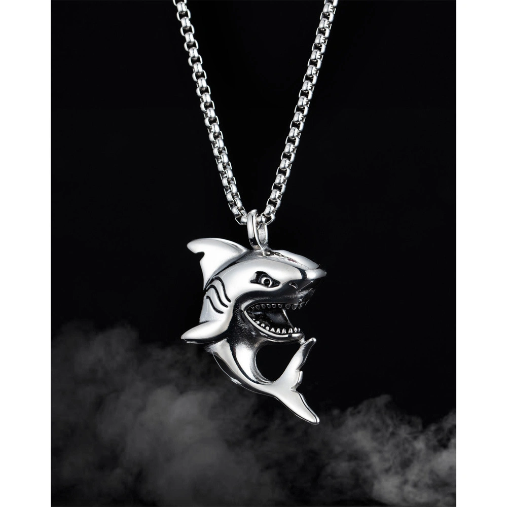 Personalized New Titanium Steel Men's Necklace Trendy Men's Street Punk Style Shark Pendant Accessories Hip Hop Jewelry