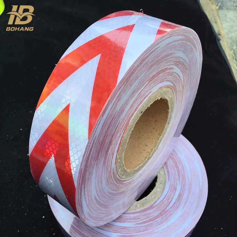 White and Red Safety Micro Prismatic Adhesive Reflective Conspicuity Tape