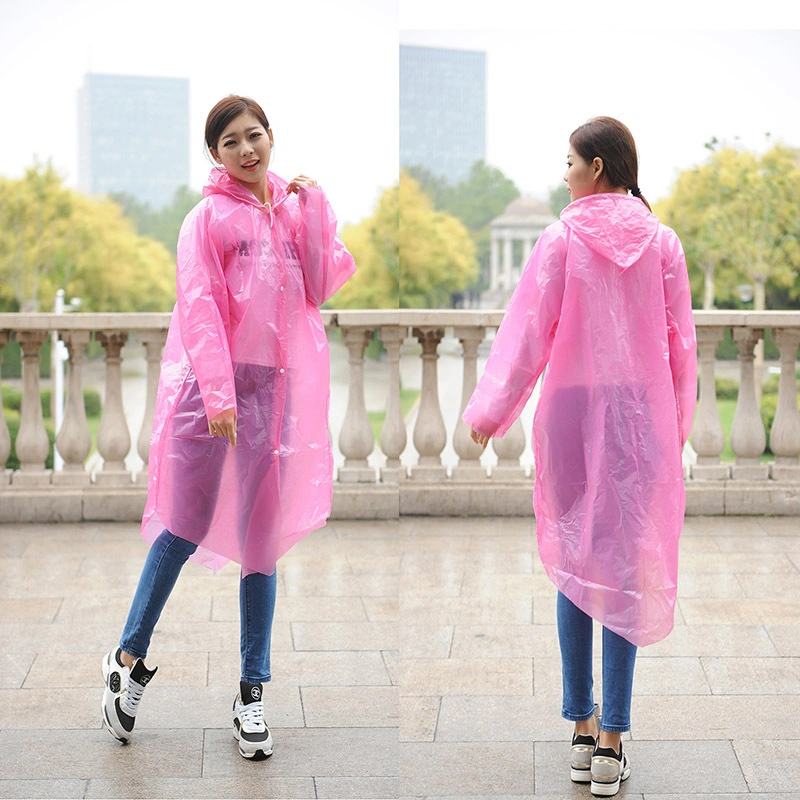 Fashion EVA Hommes et femmes Poncho Veste imperméable avec capuche Mesdames long de l'imperméable translucide adultes Outdoor manteau de pluie