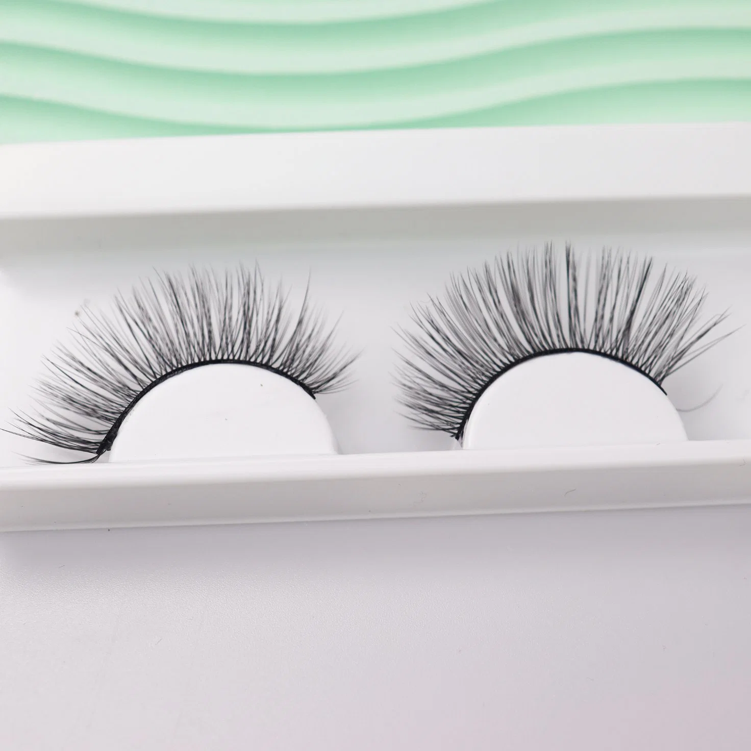 Jintong 3D Customized Logo OEM ODM Two Pairs of Natural Makeup Eyeliner Eyelashes Tray Eyelash