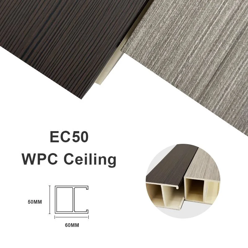 Evoke WPC flexible de aluminio resistente a fuego banda metálica de madera Baffle techo Para el hotel