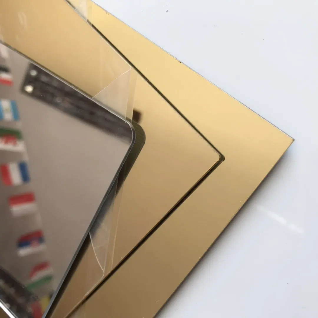 Feuilles en plastique acrylique miroir couleur or découpées au laser de 4X8 pieds.