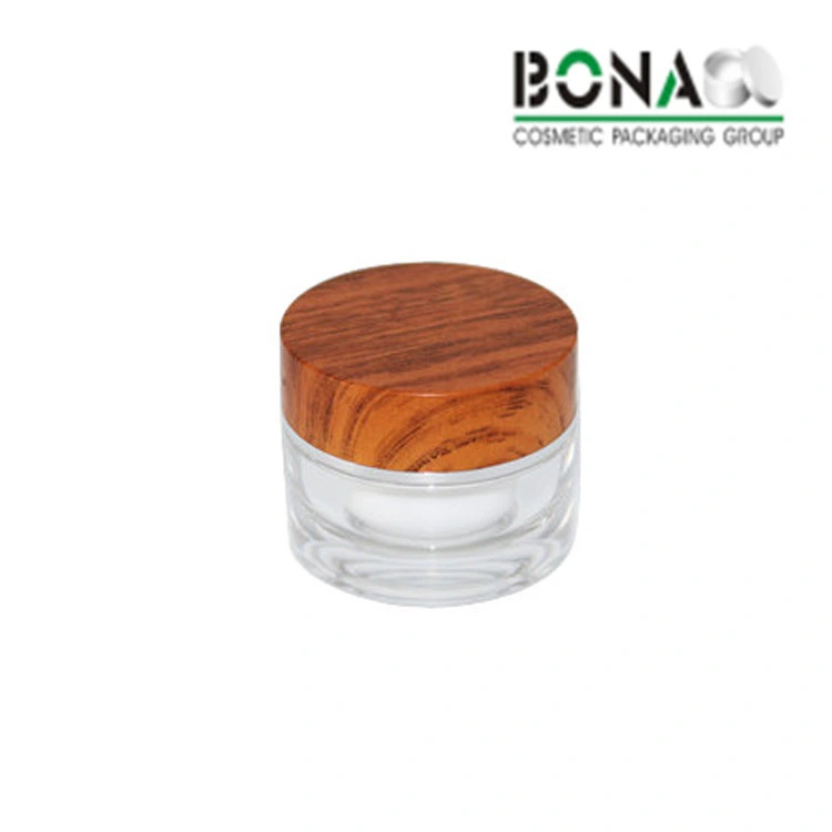 High Quality 15g 30g 50g 60g 80g 100g White Cosmetic Acrylic Jar with Bamboo Cap