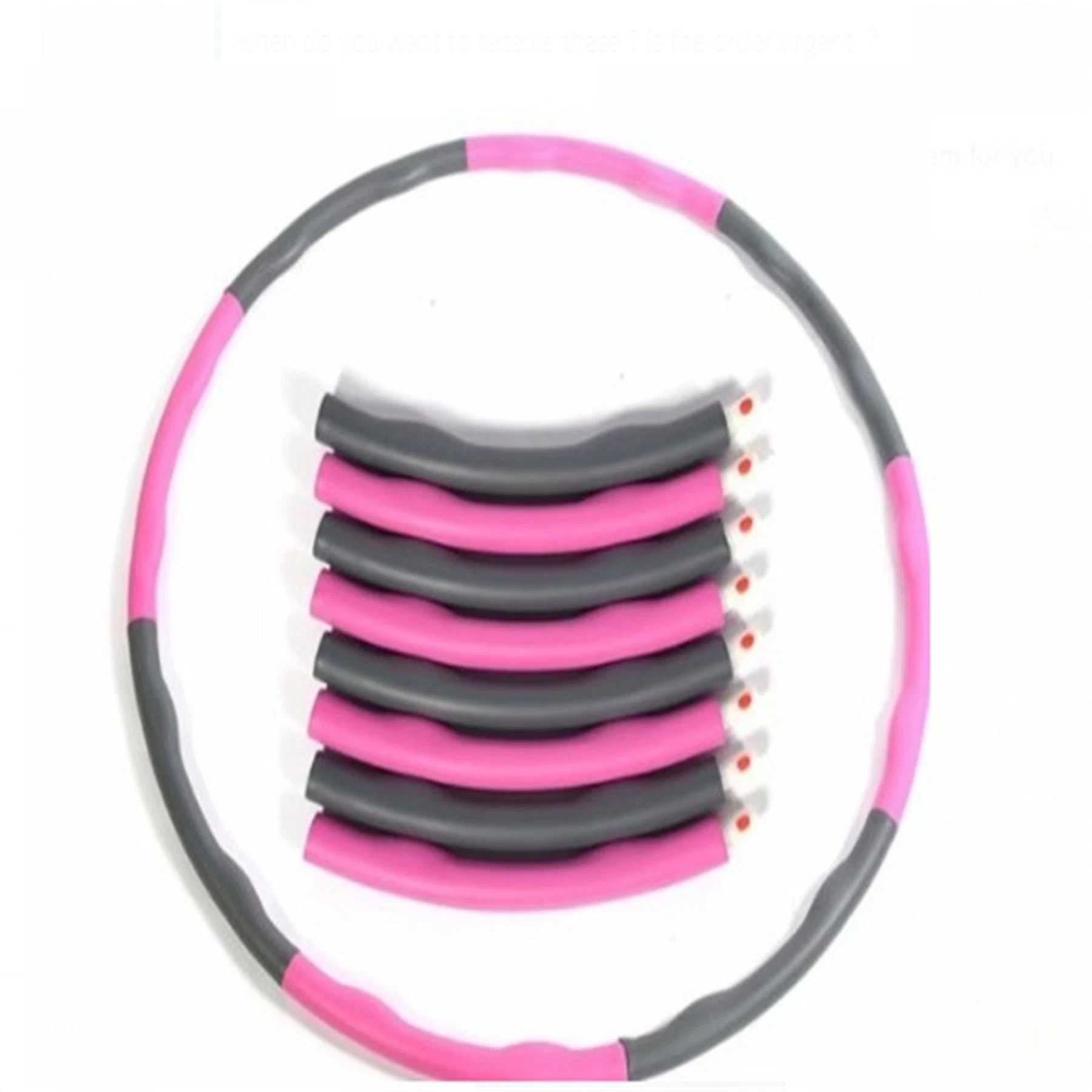 Calidad y relleno suave Hoop ponderado 8 secciones Hula Rings Ejercicio Fitness Hoop 95 cm