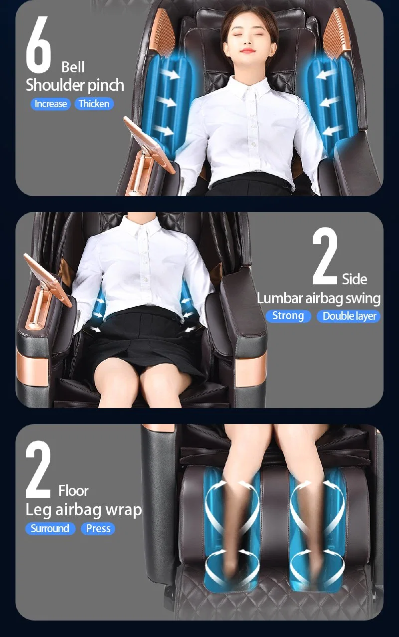 La oficina en casa uso eléctrico moderno Ai Smart Control por voz SL vía Gravedad Cero sillón reclinable amasar todo el cuerpo de Shiatsu Silla de masaje 3D