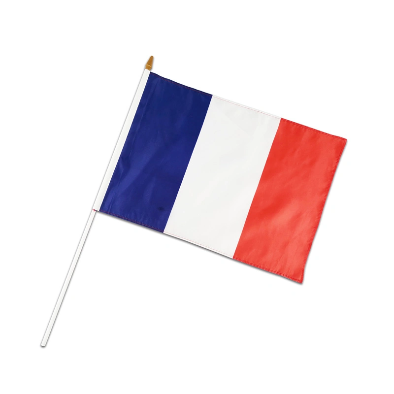 Impression haute qualité personnalisée drapeau avec la main en polyester/plastique en bois/pôle en acier inoxydable