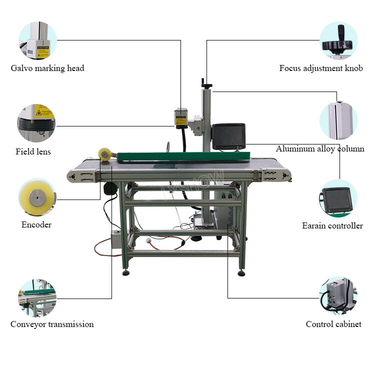 Good Price for 30W Portable Separate Fiber Laser Marking Machine+Pen Conveyor for Pen Line