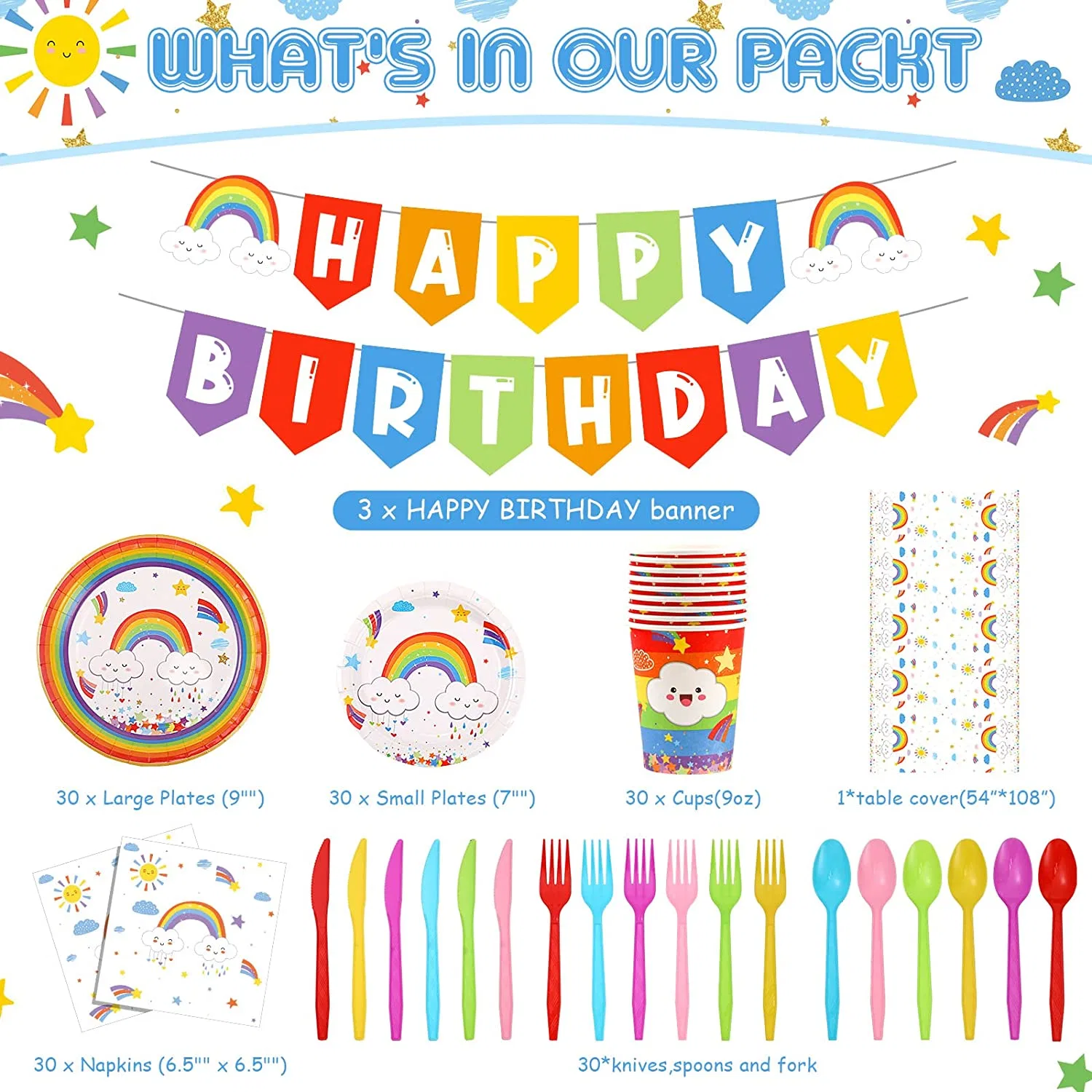 Birthday Party Rainbow Unicorn Plates and Napkin Party Supplies Rainbow Theme Tableware