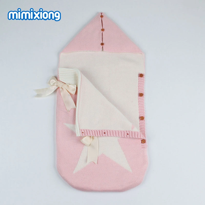 Nouveau-né Sac de couchage Étoile bébé ruban tricoté Snack de couchage