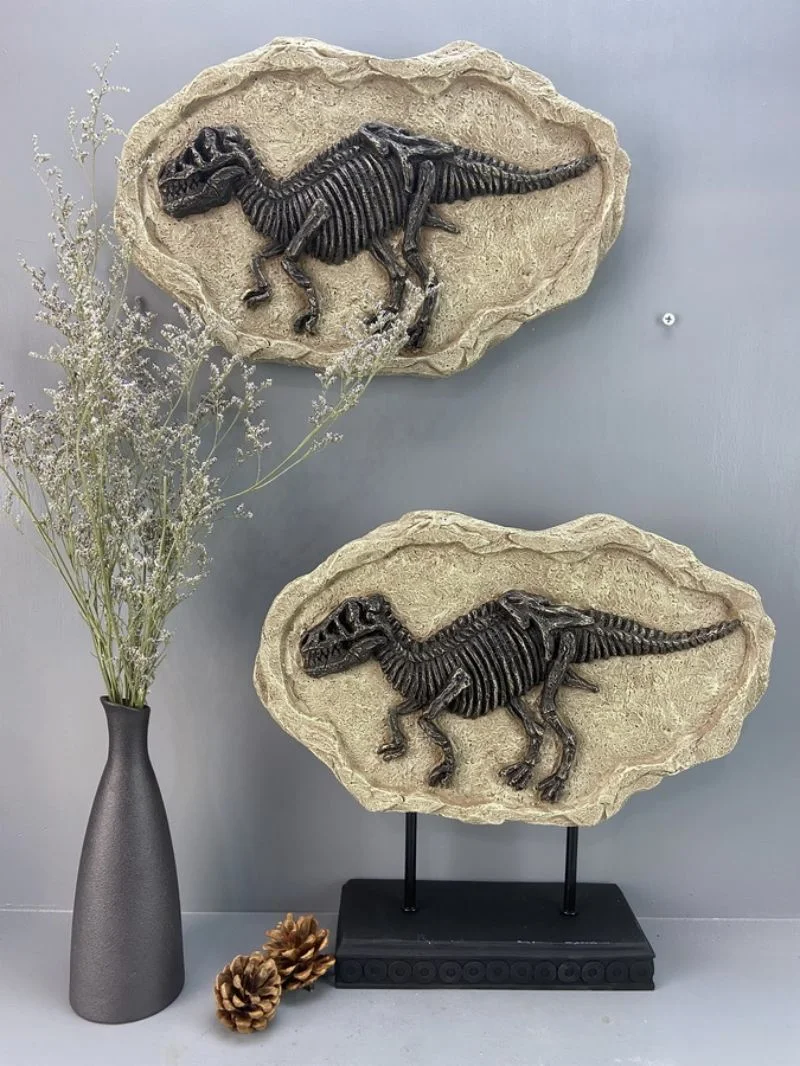 Set von 2 Kunstharz Handwerk Home Dekoration Polyresin Dinosaur Fossil Tischdekor und Wand Art Deco für Wohnzimmer, Büro, Schlafzimmer Souvenir Hauswarmer Geschenk