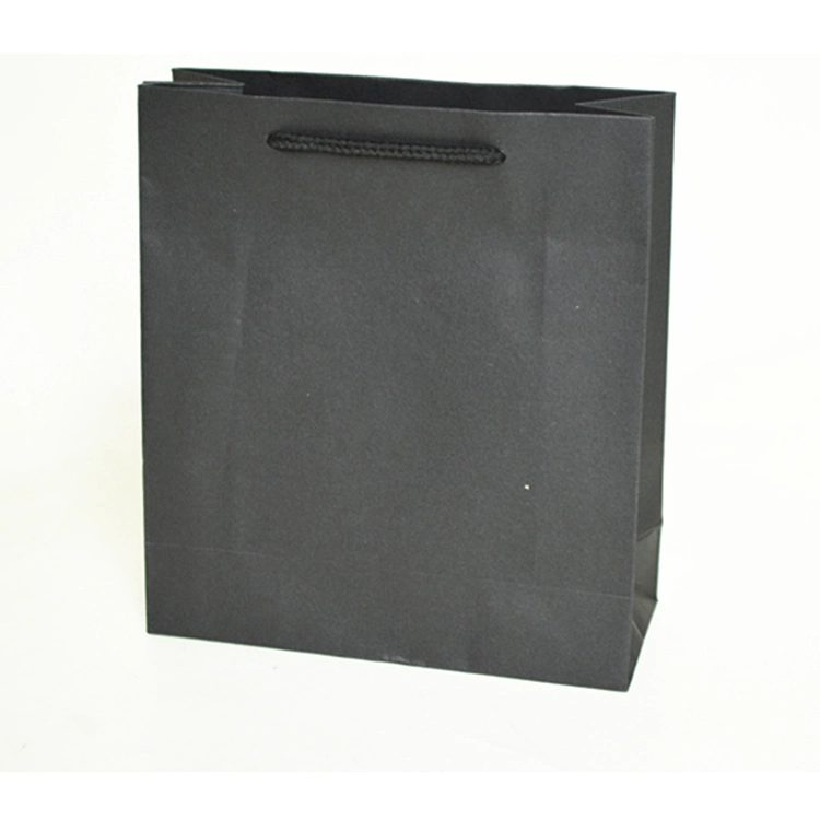 Matte Black Drawstring Paper Jewelry Gift Packaging Bag in Stock