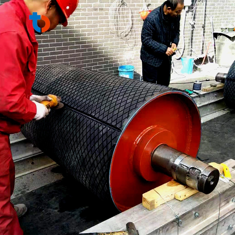 Mining Conveyor Belt Diamond Pulley Lagging Rubber Sheet with Cn Bonding Layer