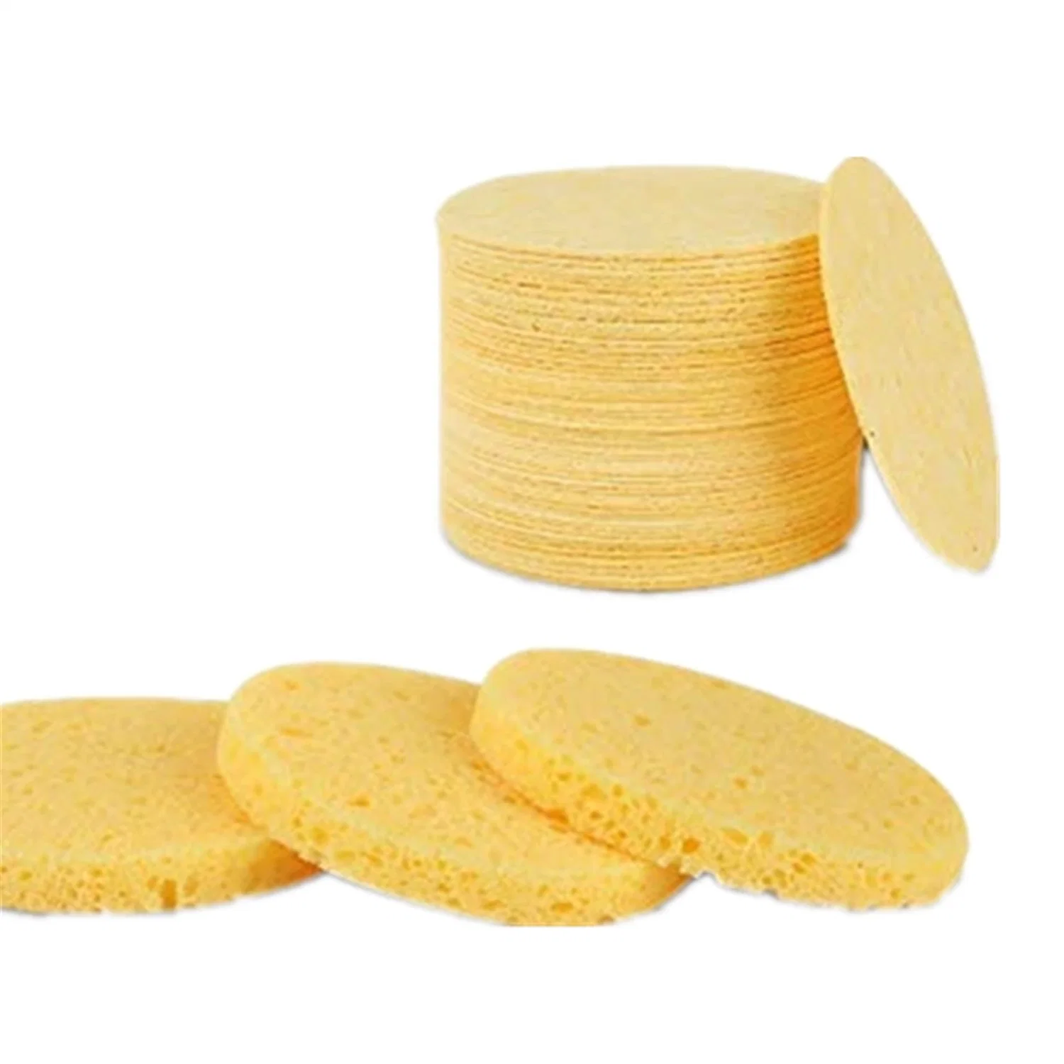 Round Soft Compressed Custom Thickness Facial Cleaning Cellulose Sponge