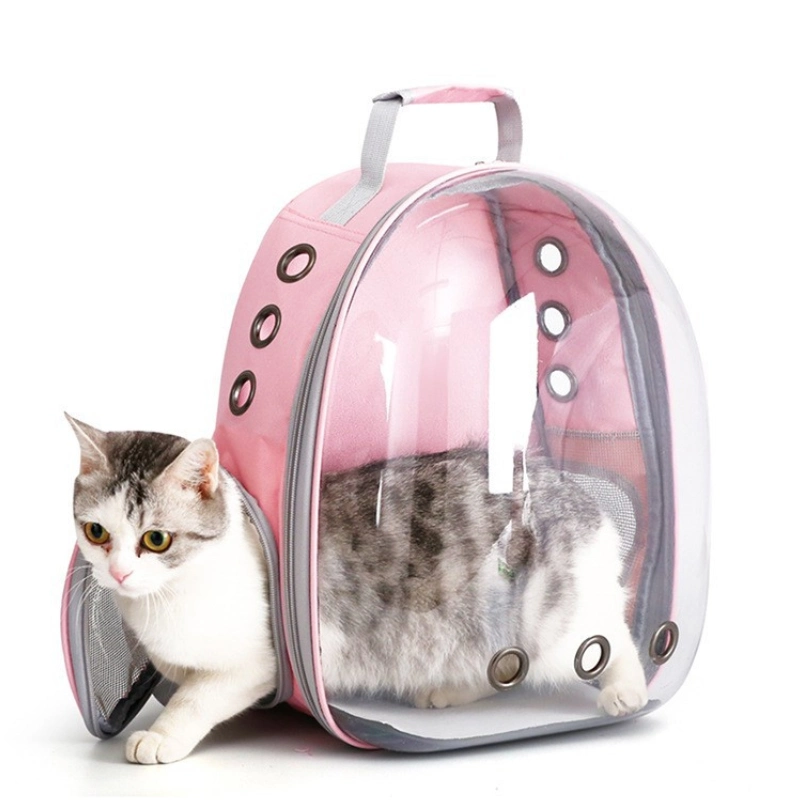 Comercio al por mayor transpirable de Pet transparente perro gato portador de la cesta mochila de viaje Transporte bolsa