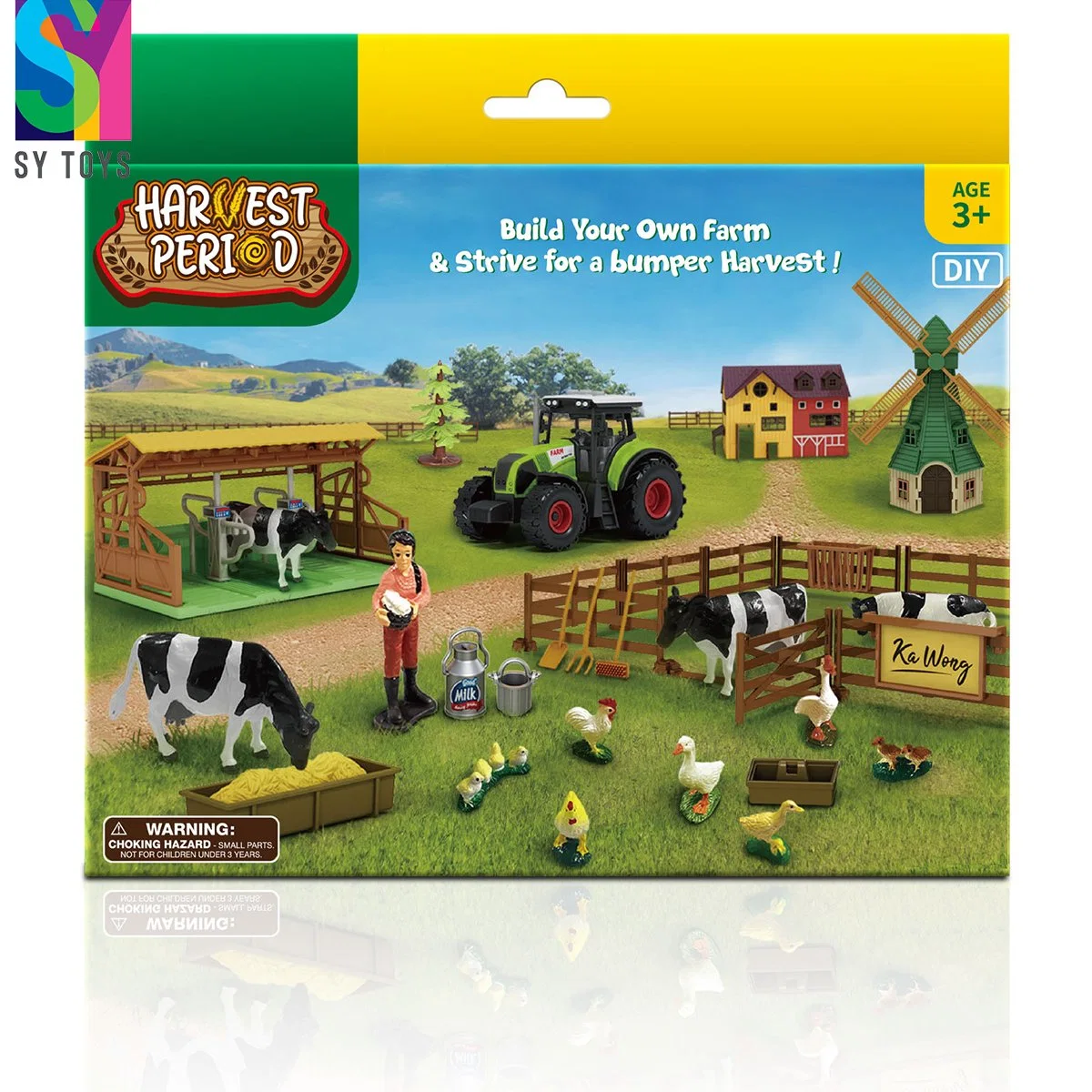 SY Toys Pinging Play DIY Plastic Small Animal Farm House Trator modelo brinquedos para crianças