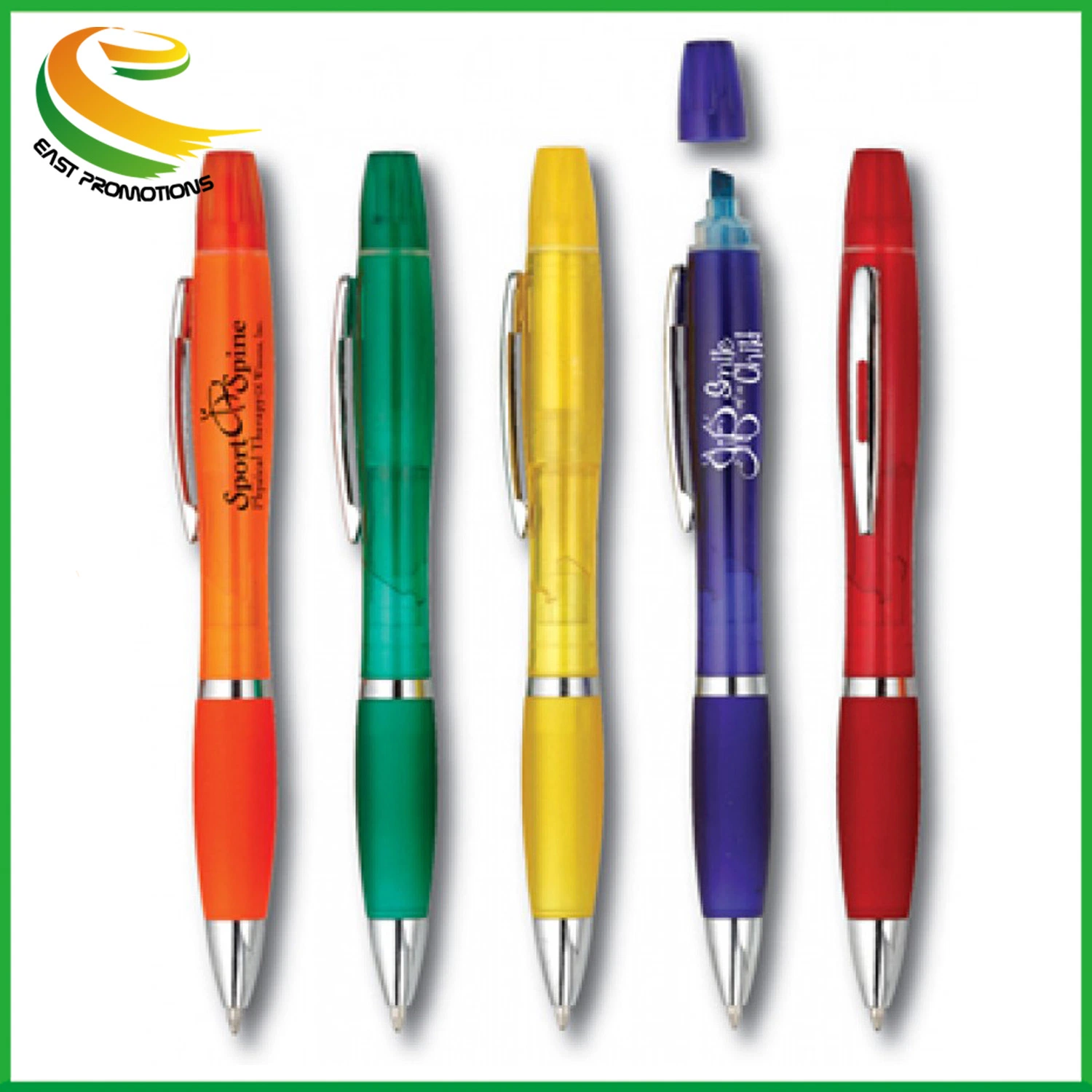 Two Side Colored Eco Friendly Highlight Ballpoint Pen