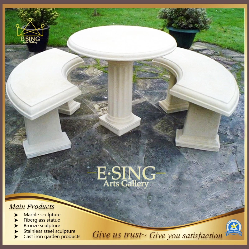 Outdoor Park Decorativo Marble esculpindo Bench Garden Stone Tables and Bancadas para venda