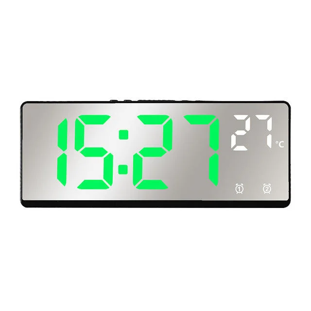 Dual Alarm Snooze Tischuhr Nachtmodus 12/24h LED Uhr