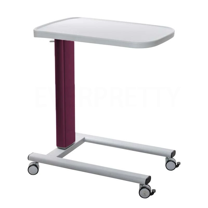 Medical Computer Movable Mobile Heigh-Adjustable Wooden Overbed Table Desk