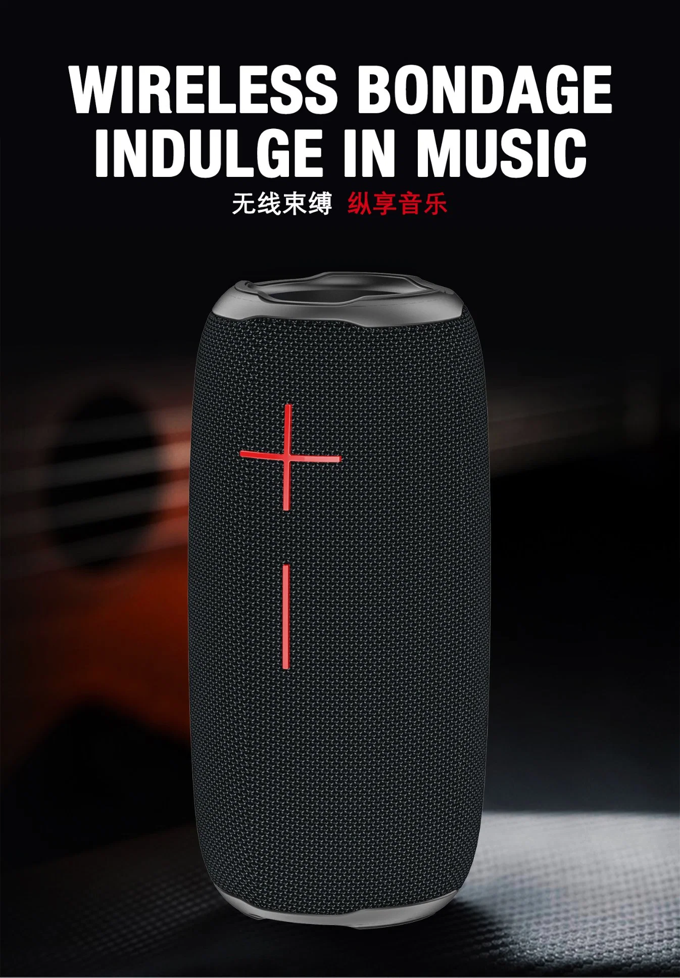 Outdoor Waterproof Ipx6 Tws Bluetooth Speaker Portable Subwoofer FM Radio TF Card USB Playback Line in Audio Input