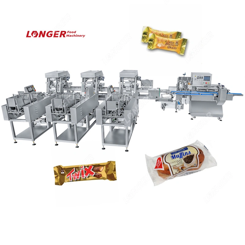 China Trade Cookie Film Pack Making Flat Package Filling Packing Stick Biscuit Flow Wrap Machine for Food