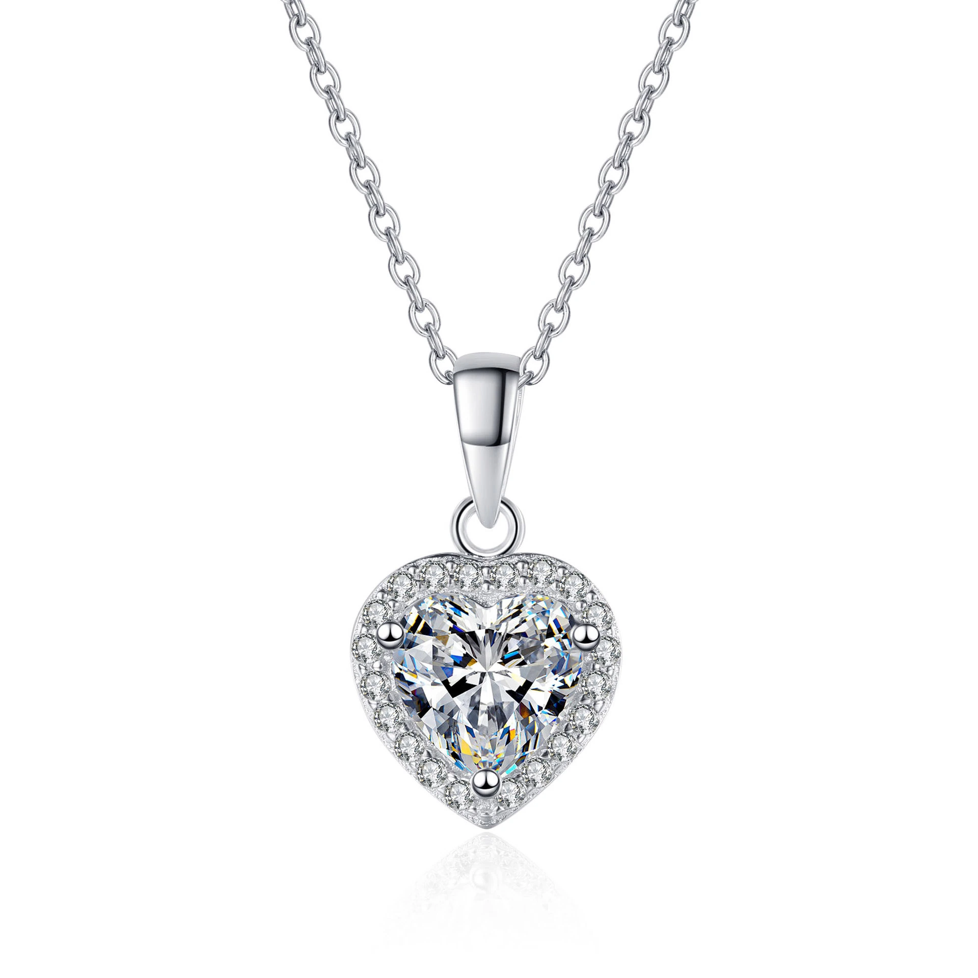 Échantillon Personnalisation S925 Collier d'amour en argent sterling Femelle Mosang Pierre Groupe Incrusté Chaîne de clavicule Bijoux