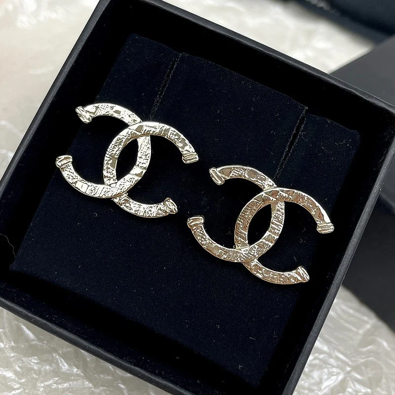 Best Selling Double C Letter Earrings Hand Grinding Relief Craft 925 Sterling Silver Stud Earrings Female Jewelry