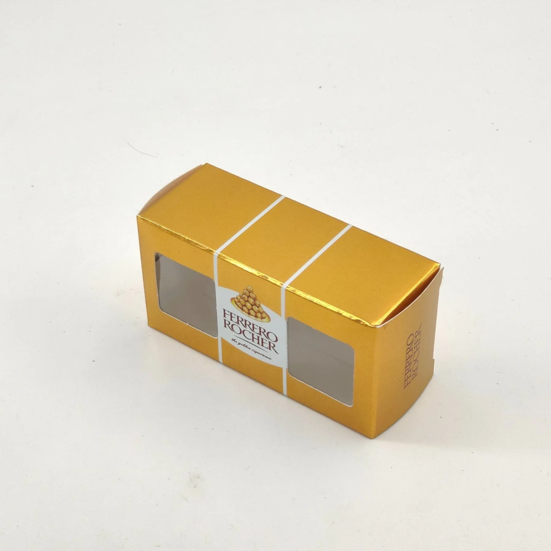 Small Size Candy Packing Boxes with PVC Window Chocolate Packaging Gold Paper Box