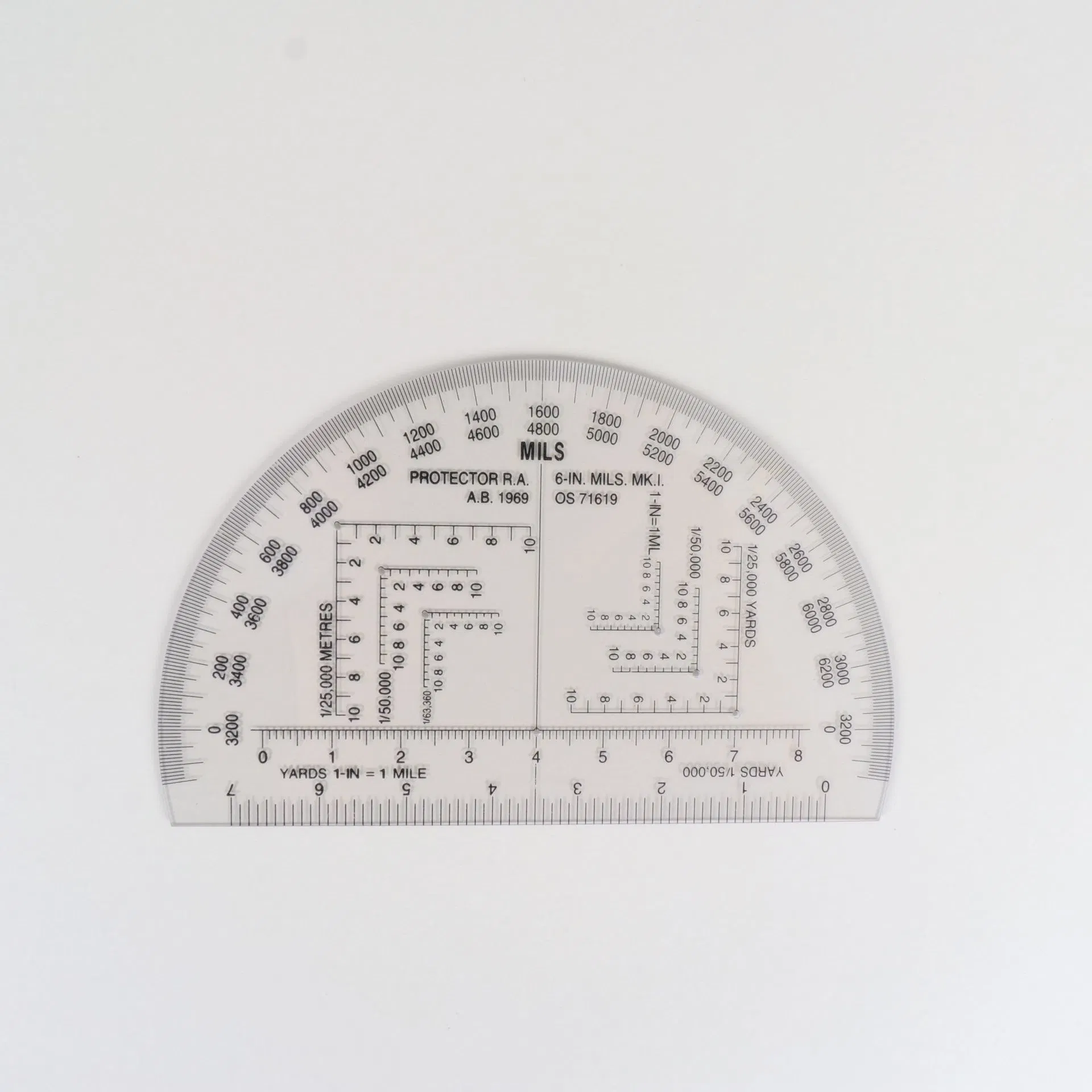 Acryl 6 "Military Protractor KMP-1A 2 mm dick Command Surveying Lineal