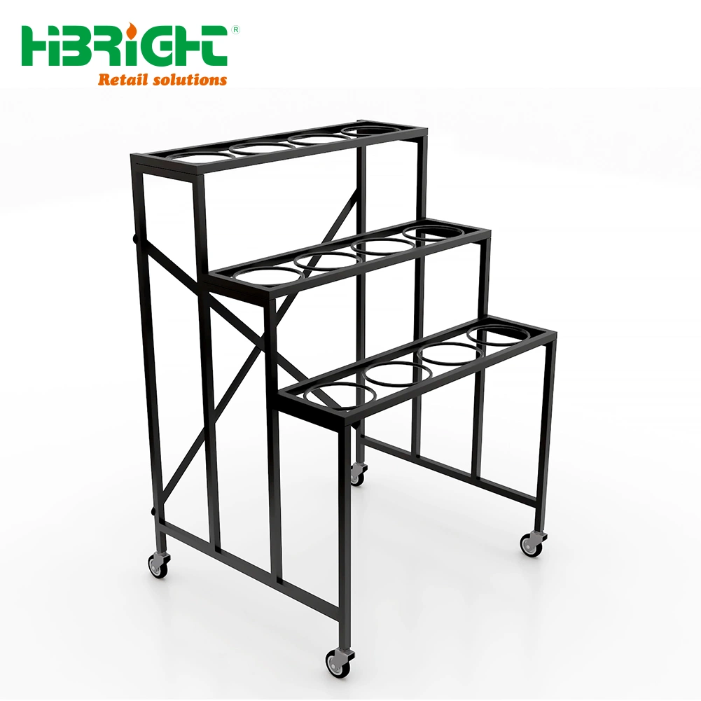 High quality/High cost performance  Metal Craft Flower Stand with Four Wheels