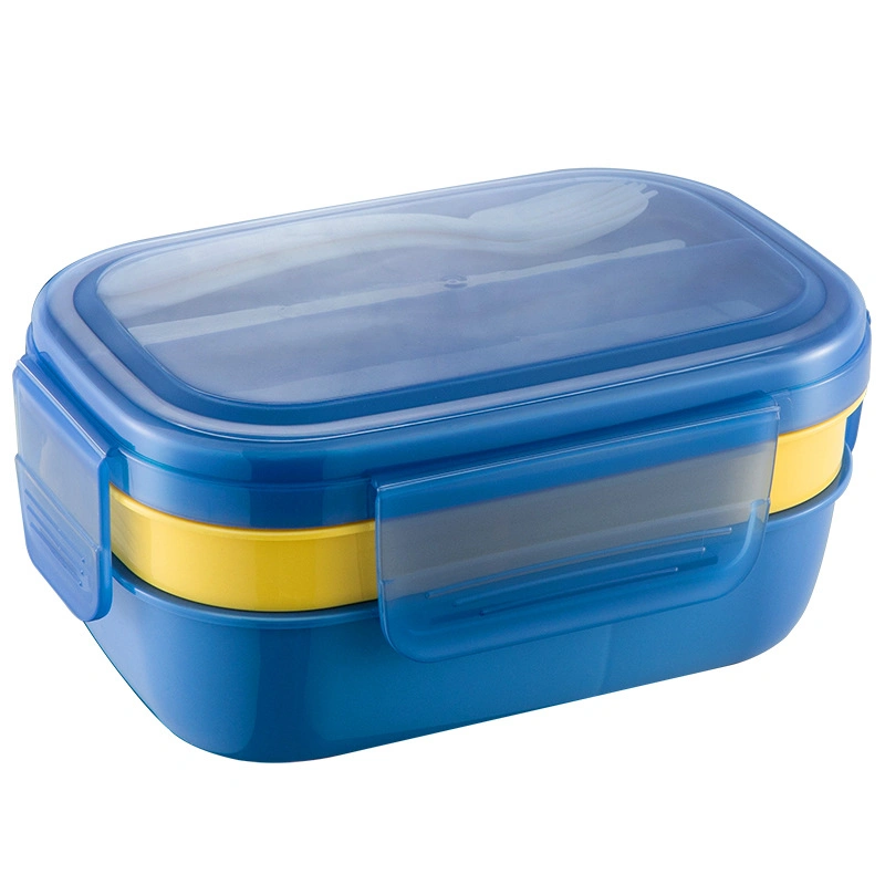 2L Plastic Portable 3 Compartments Lunch Box with Salad Bowl