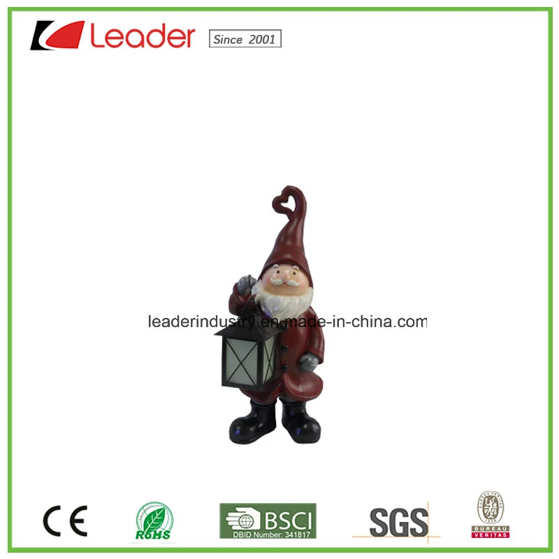 Hand-Painted Resin Girl Figurine with Lantern for Home and Christmas Decoration