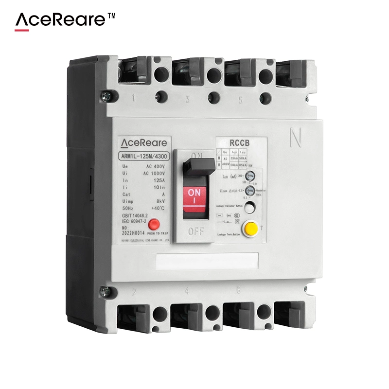 Arm1l Series Residual Current Protected Circuit Breaker MCCB 4poles 125AMP Molded Case Circuit Breaker