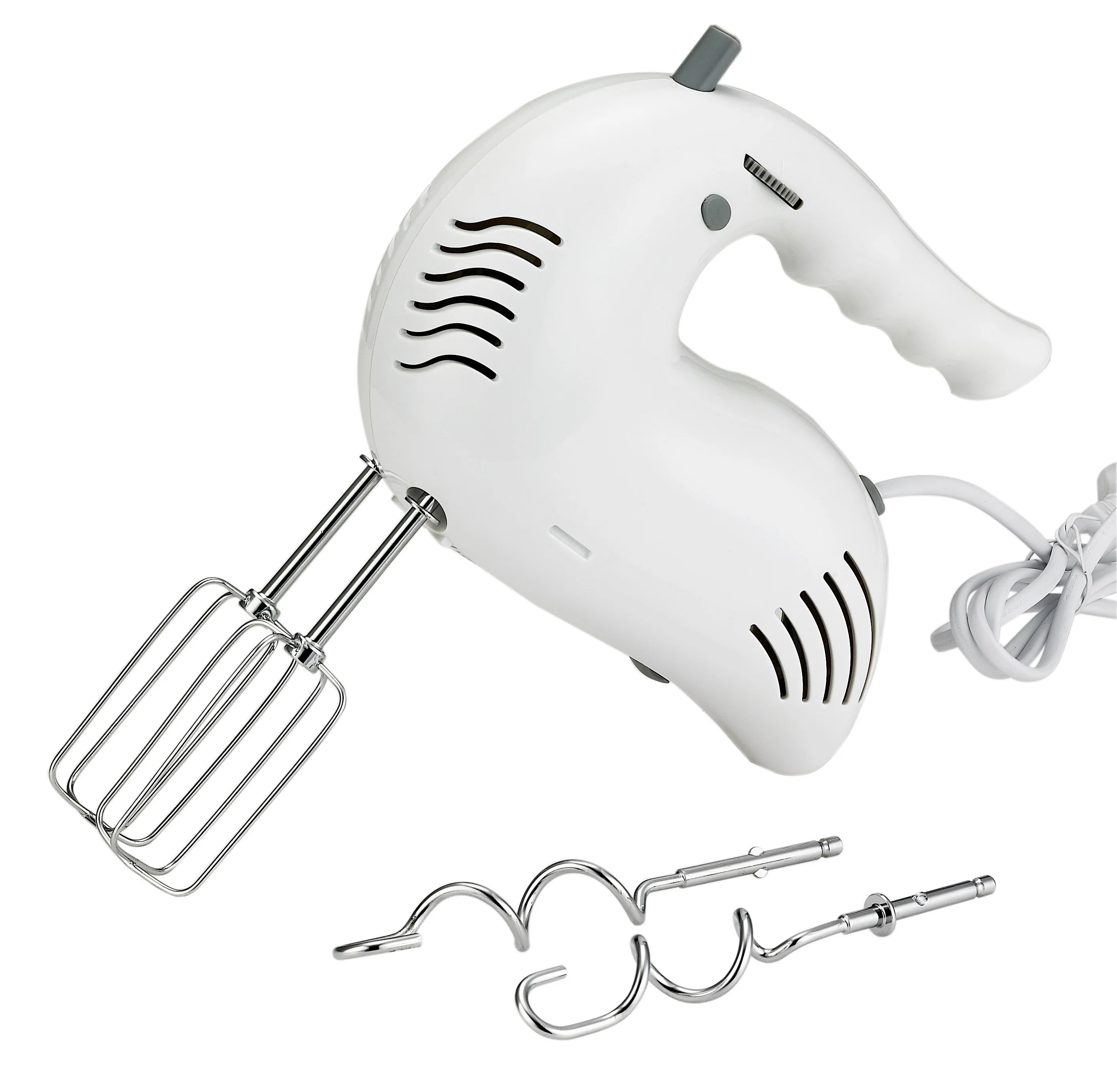 Kitchenware Plastic Housing 5speeds Hand Mixer with Dough Hooks and Beaters
