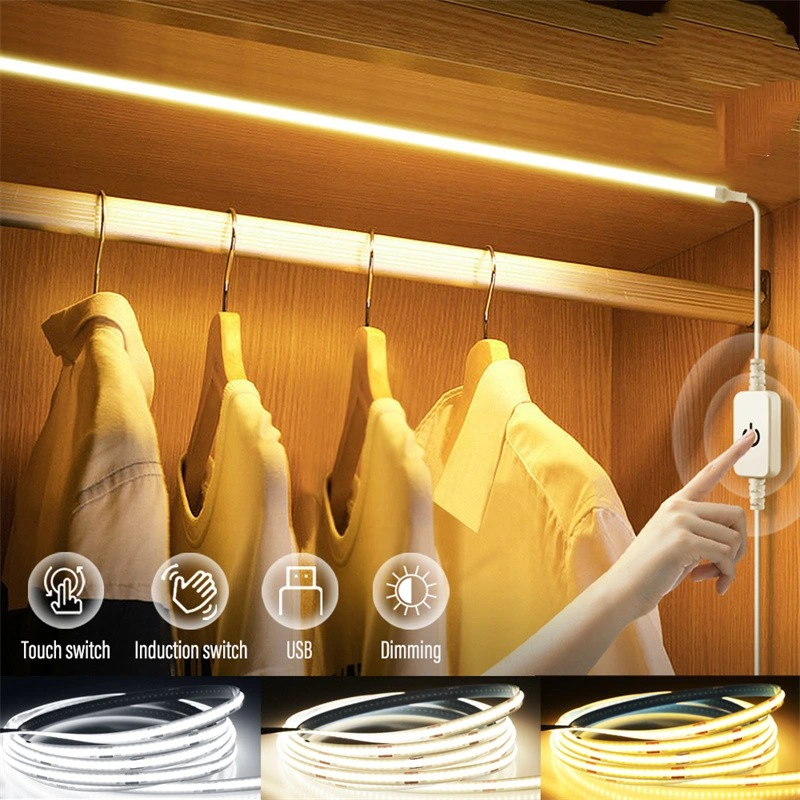 Wardrobe Lighting LED with Motion Sensor and Cable USB LED Closet Light Wireless Stick-on Rechargeable Light for Home