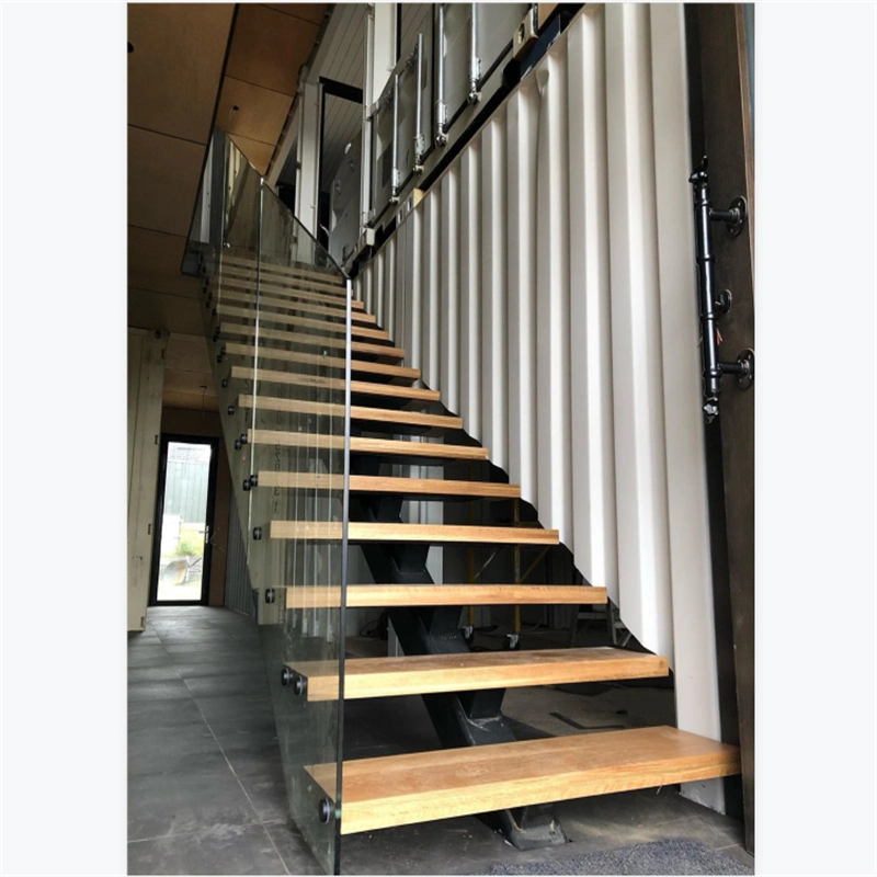 5% off Prima Home Decoration Staircase Professional Design Stairs Straight Staircase with Glass Railing Wood Tread Staircase Design