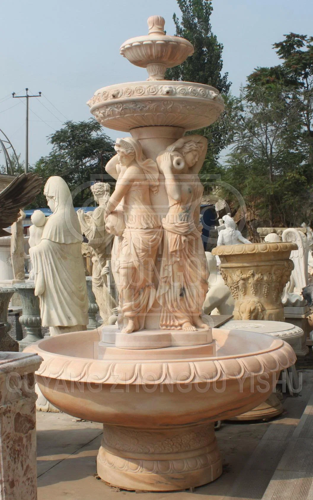 Marble Stone Carving Water Fountain, Garden Decoration