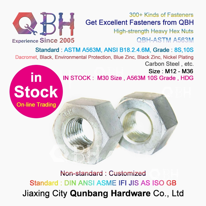 Qbh ASTM A563/A563m A Grade Steel Sturcture Prefabricated Building H. D. G. Hot DIP Galvanizing Carbon Steel High-Strength Heavy Hexangular Sexangular Nut