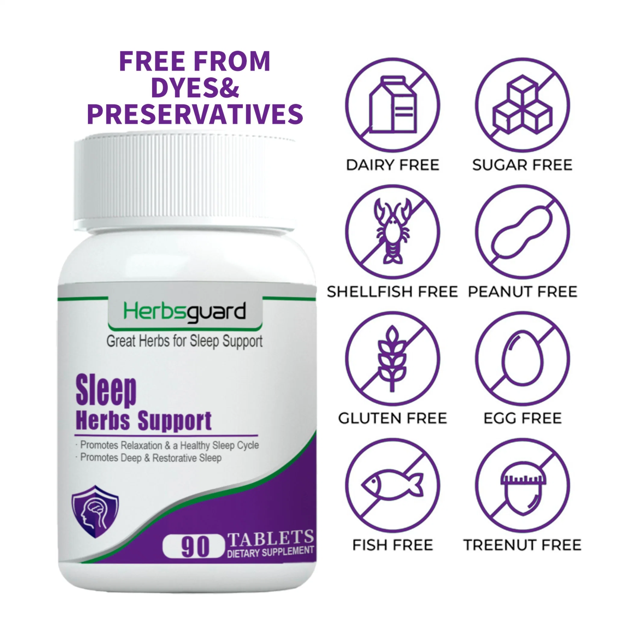 Private Label OEM Support Healthy Sleep Memory Mood Concentration Plant Extract Release Stress Depression Tablets/Capsules/Powder/Pills Dietary Supplement