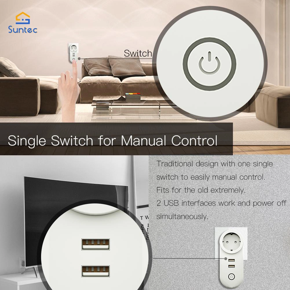 Connecteur Fiche d'alimentation prise de commutateur Zigbee3.0 Dual USB Wireless