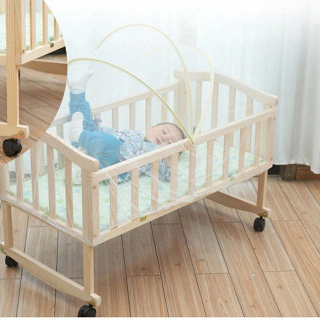 Modern Style New Design Wood Pine Baby Cot Strong Quality Baby Bed Crib