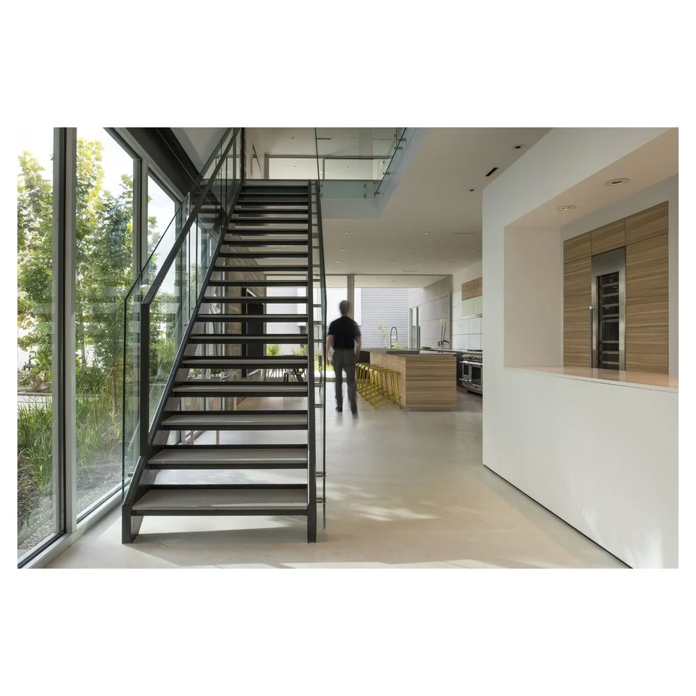 Prima Fabulous Indoor or Outdoor Steel and Wood Spiral Stair Home Design Central Column Straight Staircase