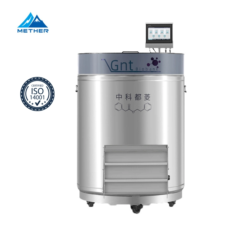-196 Degrees of Biological Sample Storage 800 Liters Stainless Steel Smart Vapor Phase Liquid Nitrogen Tanks with 42000 Cryovials and 10 Inch Touch Screen