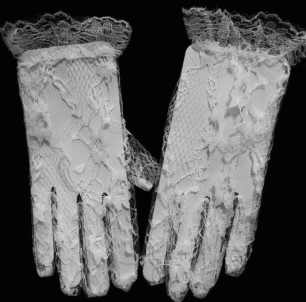 Custom Fashion White Red Lace Short Wedding Bridal Gloves