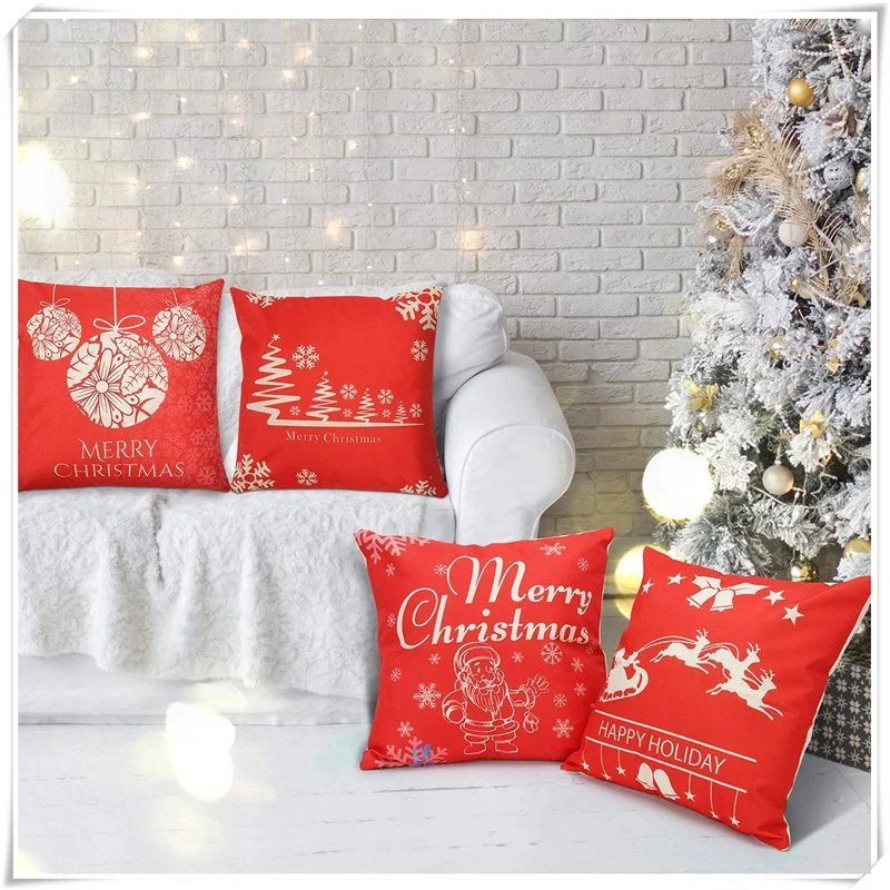 Christmas Red Theme Christmas Square Decorative Pillow Cushion 18"X18"