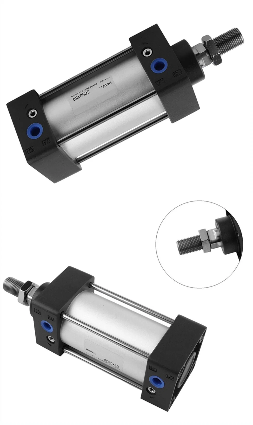 Rino Sc Pneumatic Cylinder Standard مزدوجة الفعل مع طراز جديد مقاوم للأتربة