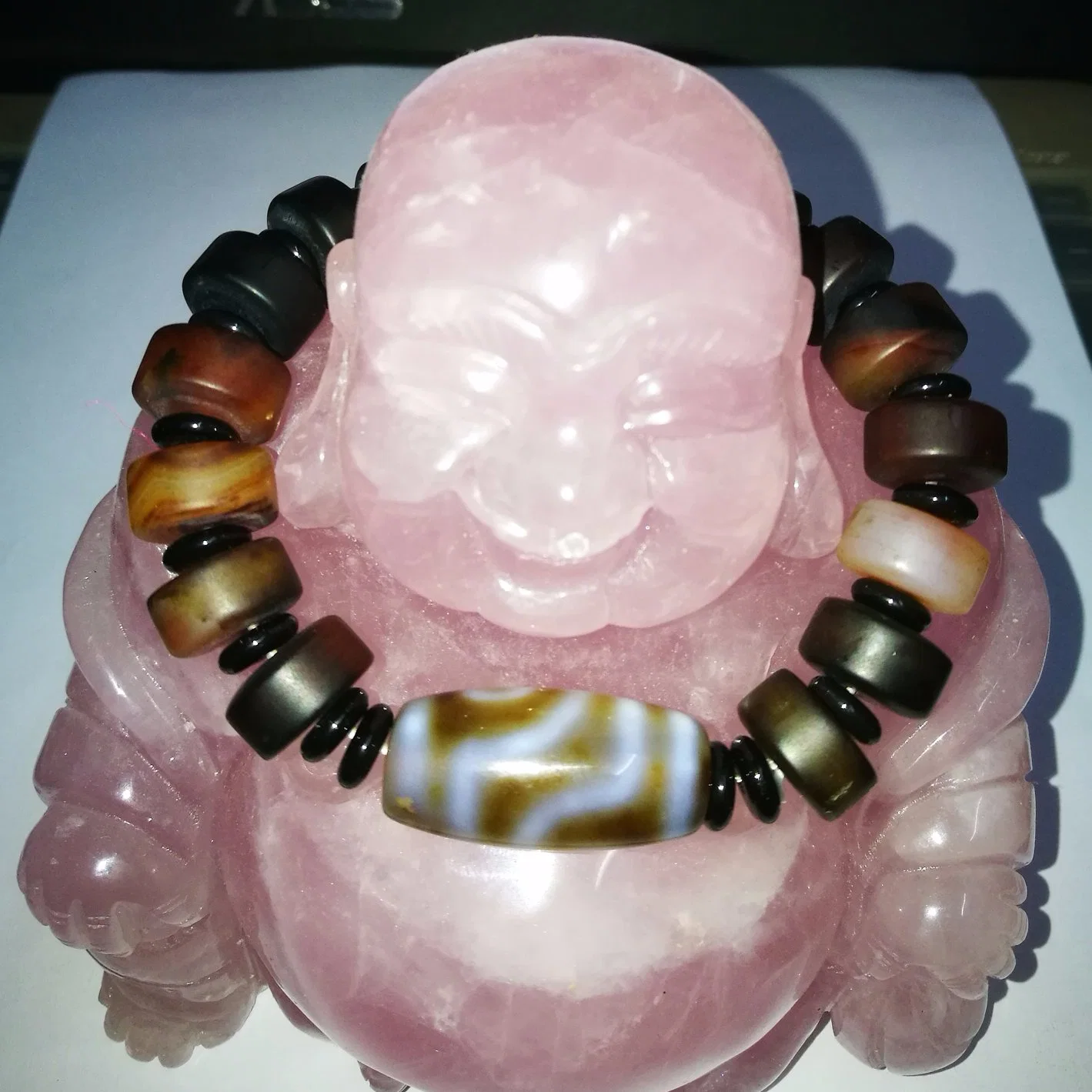 Halb kostbarer Stein-Achat-Buddha-moslemisches wulstiges Armband