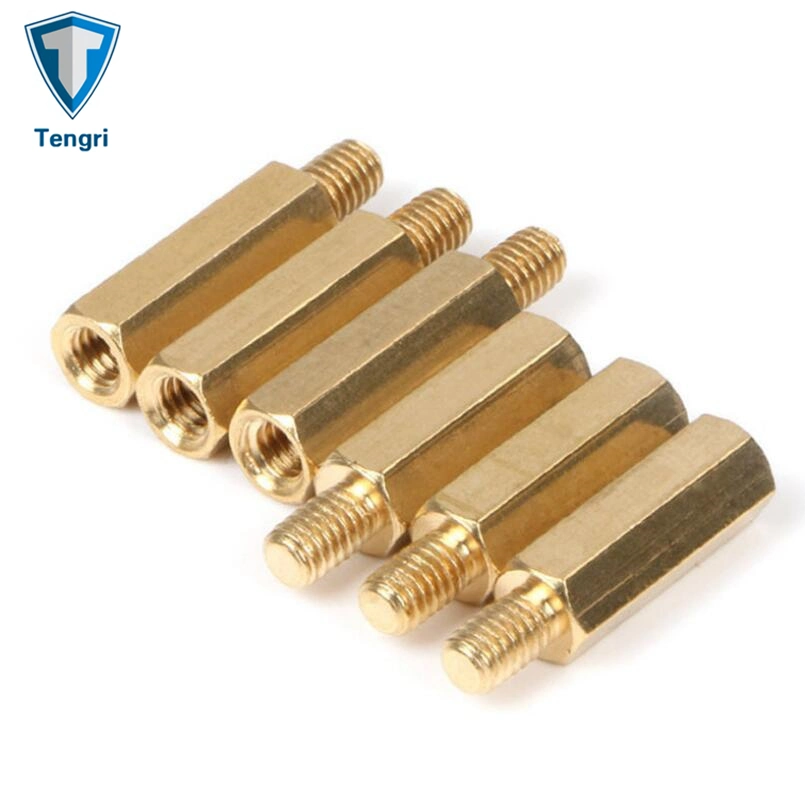 Torno CNC de latón de alta calidad el perno prisionero hexagonal tornillos separadores separadores masculino femenino adaptadores de rosca de tornillo hexagonal separadores