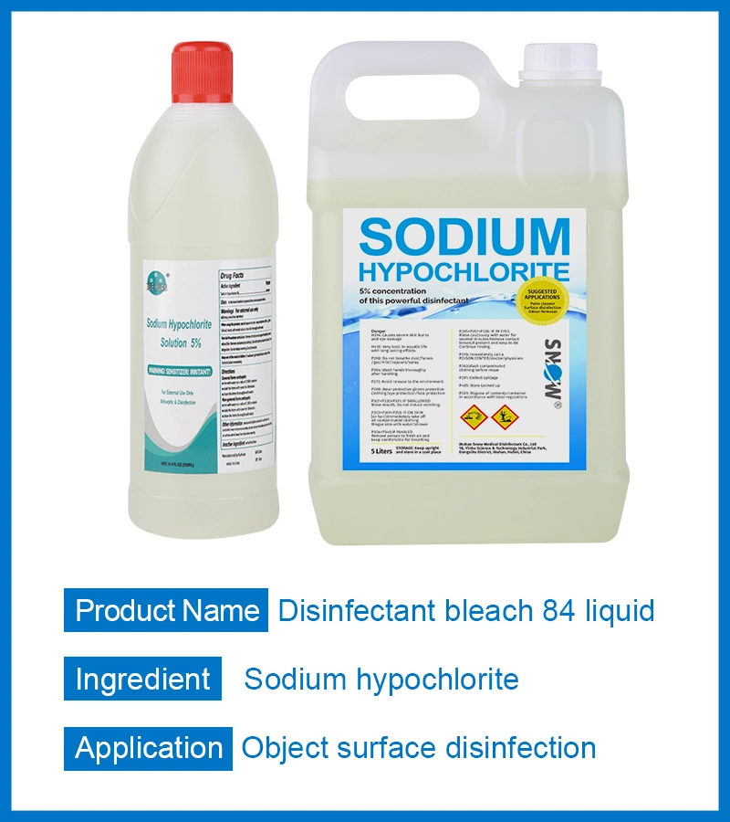 Factory Supply 5% Sodium Hypochlorite Disinfectant 84 Sterilization Bleach Solution